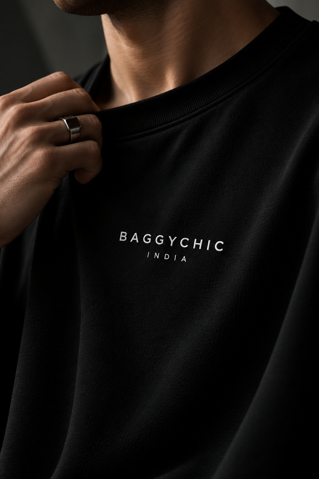 BAGGYCHIC Jet Black Oversized T-Shirt | 250 GSM