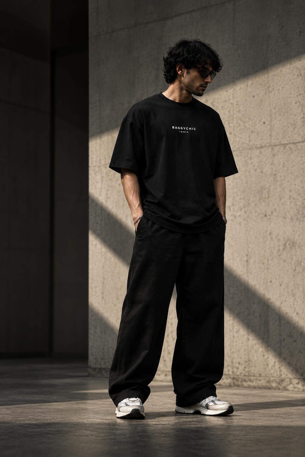 BAGGYCHIC Jet Black Oversized T-Shirt | 250 GSM