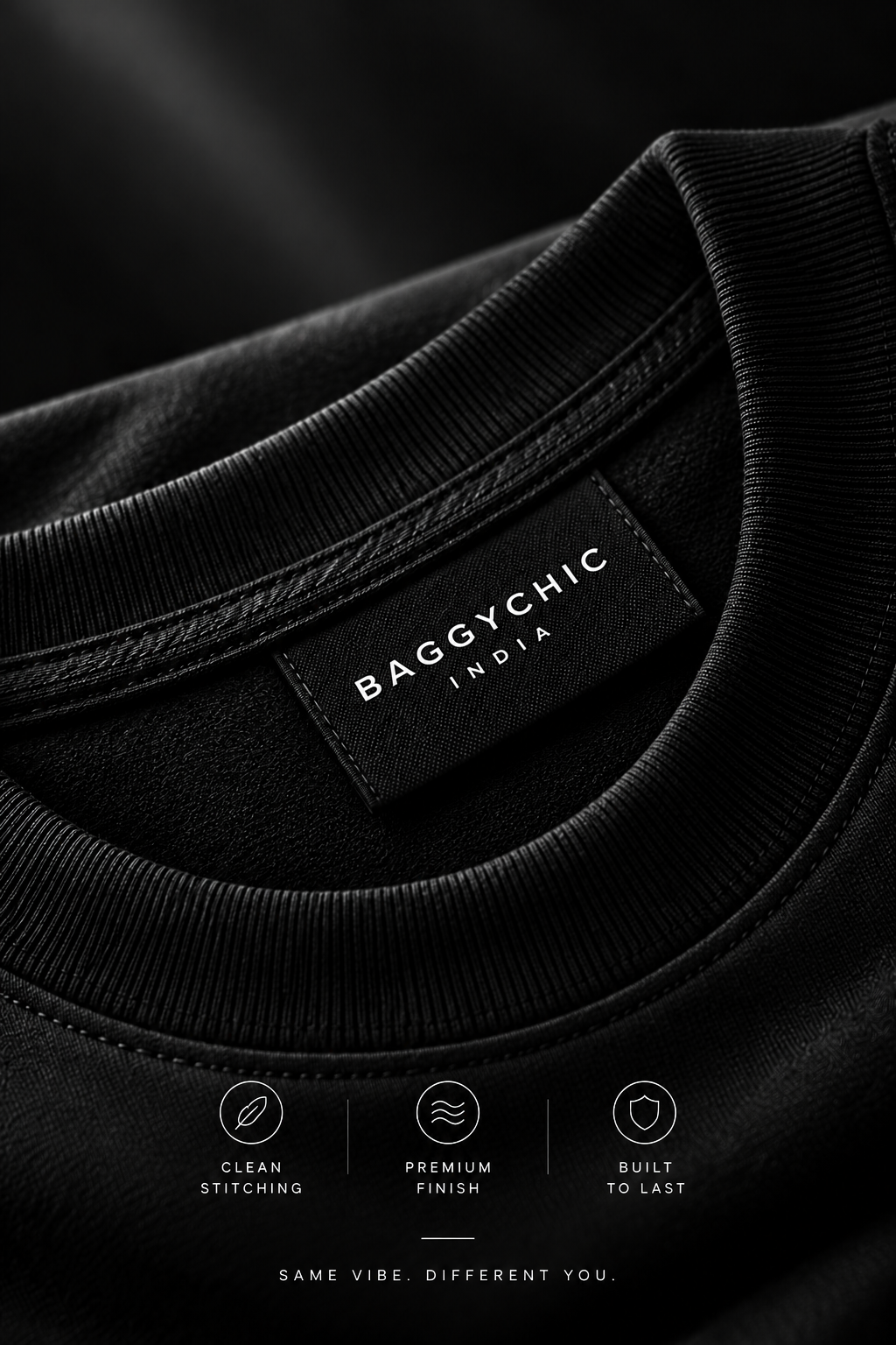 BAGGYCHIC Jet Black Oversized T-Shirt | 250 GSM